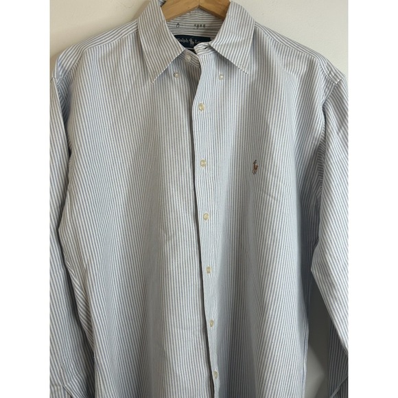 Ralph Lauren Yarmouth Oxford Striped Button Down Shirt Mens 16.5 36 Flesh Pony - Picture 2 of 7